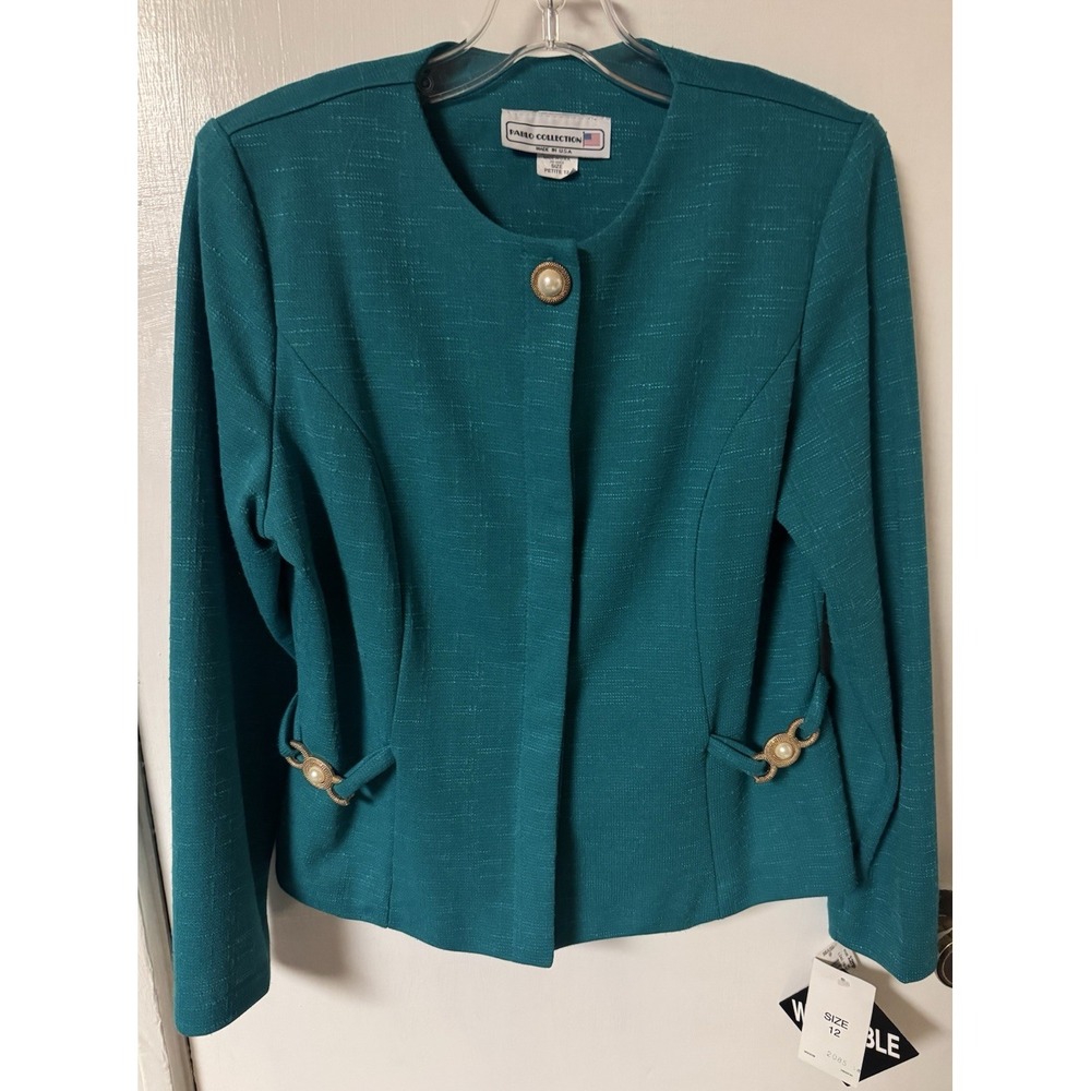 Vintage Sears Pablo Collection‎ Women's Emerald Green Blazer Size 12P NWT